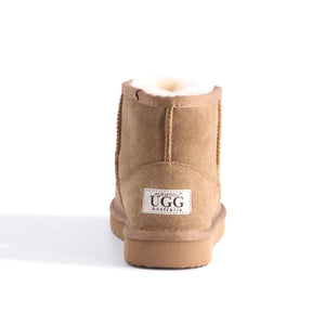 AUS WOOLI UGG SHORT SHEEPSKIN ANKLE BOOT - Chestnut/Tan