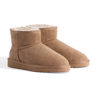 AUS WOOLI UGG SHORT SHEEPSKIN ANKLE BOOT - Chestnut/Tan