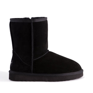 AUS WOOLI UGG MID CALF ZIP-UP SHEEPSKIN BOOT - Black