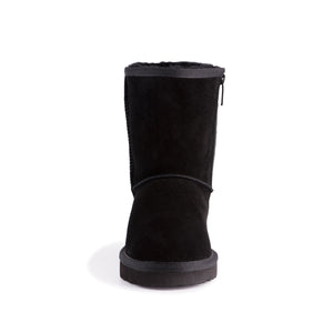 AUS WOOLI UGG MID CALF ZIP-UP SHEEPSKIN BOOT - Black