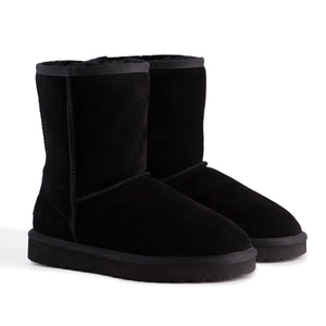 AUS WOOLI UGG MID CALF ZIP-UP SHEEPSKIN BOOT - Black