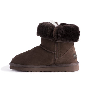 AUS WOOLI UGG MID CALF ZIP-UP SHEEPSKIN BOOT - Chocolate