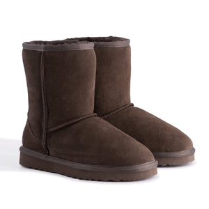 AUS WOOLI UGG MID CALF ZIP-UP SHEEPSKIN BOOT - Chocolate