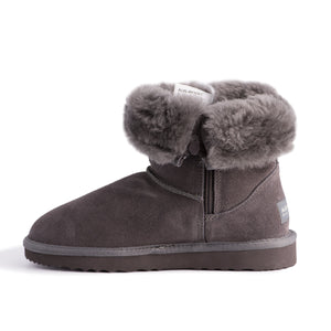 AUS WOOLI UGG MID CALF ZIP-UP SHEEPSKIN BOOT - Grey