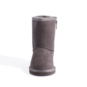 AUS WOOLI UGG MID CALF ZIP-UP SHEEPSKIN BOOT - Grey