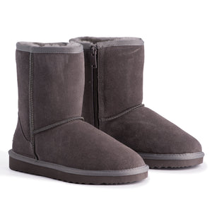 AUS WOOLI UGG MID CALF ZIP-UP SHEEPSKIN BOOT - Grey