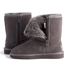 Load image into Gallery viewer, AUS WOOLI UGG MID CALF ZIP-UP SHEEPSKIN BOOT - Grey
