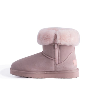 AUS WOOLI UGG MID CALF ZIP-UP SHEEPSKIN BOOT - Pale Pink