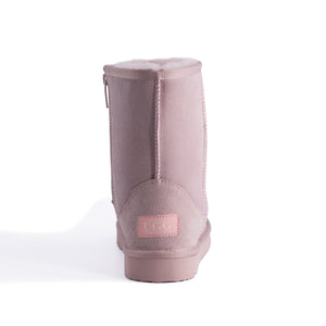 AUS WOOLI UGG MID CALF ZIP-UP SHEEPSKIN BOOT - Pale Pink