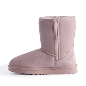 AUS WOOLI UGG MID CALF ZIP-UP SHEEPSKIN BOOT - Pale Pink