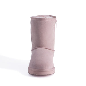 AUS WOOLI UGG MID CALF ZIP-UP SHEEPSKIN BOOT - Pale Pink