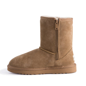 AUS WOOLI UGG MID CALF ZIP-UP SHEEPSKIN BOOT - Chestnut/Tan