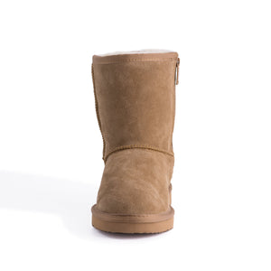 AUS WOOLI UGG MID CALF ZIP-UP SHEEPSKIN BOOT - Chestnut/Tan