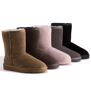 AUS WOOLI UGG MID CALF ZIP-UP SHEEPSKIN BOOT - Chocolate