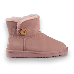 AUS WOOLI UGG SHORT SHEEPSKIN BUTTON BOOT - PALE PINK