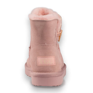 AUS WOOLI UGG SHORT SHEEPSKIN BUTTON BOOT - PALE PINK