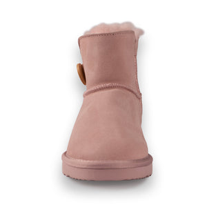 AUS WOOLI UGG SHORT SHEEPSKIN BUTTON BOOT - PALE PINK