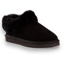 Load image into Gallery viewer, AUS WOOLI UGG UNISEX SHEEPSKIN WOOL TRADITIONAL ANKLE SLIPPERS - BLACK
