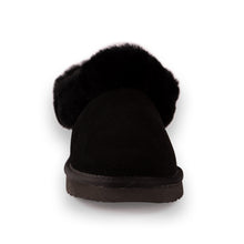 Load image into Gallery viewer, AUS WOOLI UGG UNISEX SHEEPSKIN WOOL TRADITIONAL ANKLE SLIPPERS - BLACK
