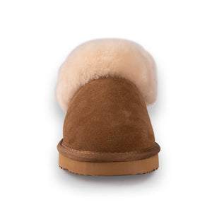 AUS WOOLI UGG UNISEX SHEEPSKIN WOOL TRADITIONAL ANKLE SLIPPERS - TAN