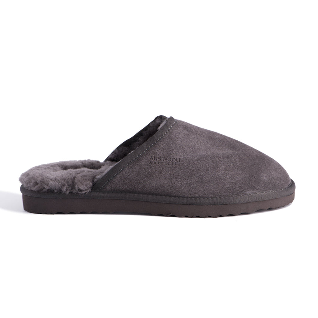 AUS WOOLI UGG UNISEX SHEEPSKIN WOOL Slippers - Dark Grey