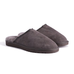 AUS WOOLI UGG UNISEX SHEEPSKIN WOOL Slippers - Dark Grey