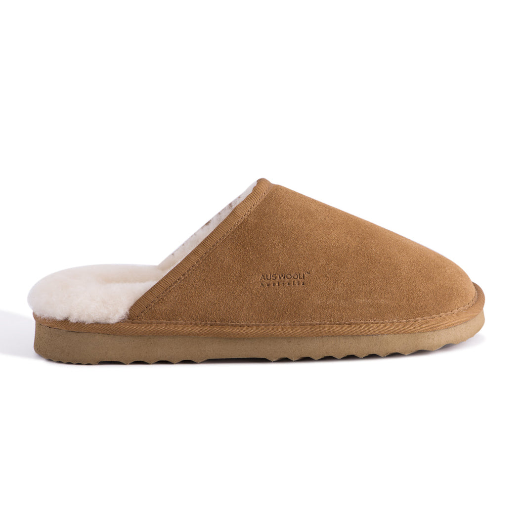 AUS WOOLI UGG UNISEX SHEEPSKIN WOOL Slippers - Chestnut/Tan