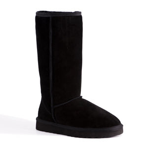 AUS WOOLI UGG TALL ZIP-UP SHEEPSKIN BOOT - Black