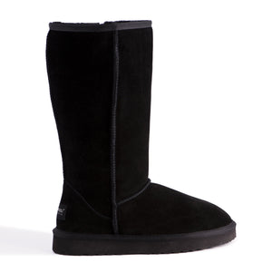 AUS WOOLI UGG TALL ZIP-UP SHEEPSKIN BOOT - Black