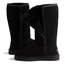 Load image into Gallery viewer, AUS WOOLI UGG TALL ZIP-UP SHEEPSKIN BOOT - Black
