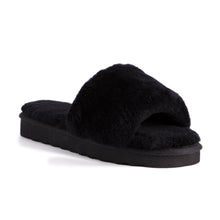 Load image into Gallery viewer, AUS WOOLI UGG WOMEN SHEEPSKIN FLUFF SLIDE - Black
