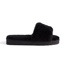 Load image into Gallery viewer, AUS WOOLI UGG WOMEN SHEEPSKIN FLUFF SLIDE - Black
