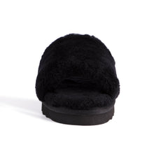 Load image into Gallery viewer, AUS WOOLI UGG WOMEN SHEEPSKIN FLUFF SLIDE - Black
