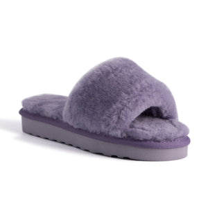 AUS WOOLI UGG WOMEN SHEEPSKIN FLUFF SLIDE - Lilac