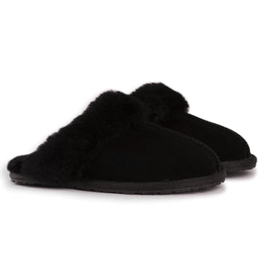 AUS WOOLI UGG UNISEX SHEEPSKIN WOOL SHELLEY Slippers - Black