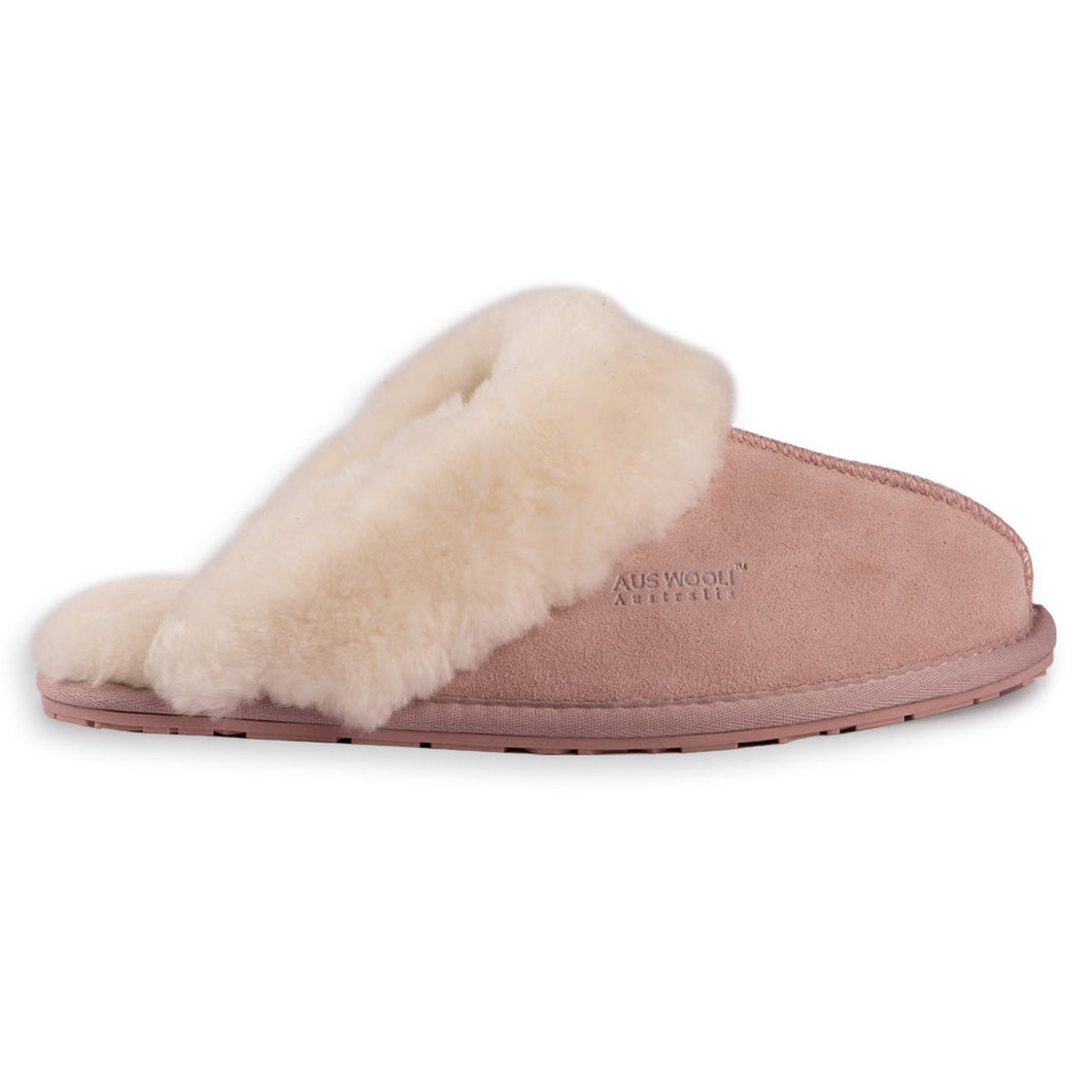 AUS WOOLI UGG UNISEX SHEEPSKIN WOOL SHELLEY Slippers - Pale Pink