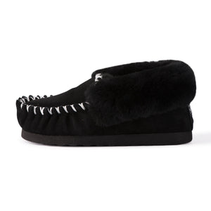 AUS WOOLI HAND STITCHED WOMENS SHEEPSKIN MOCCASIN - Black