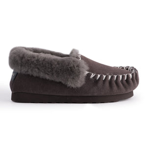 AUS WOOLI HAND STITCHED WOMENS SHEEPSKIN MOCCASIN - Dark Grey