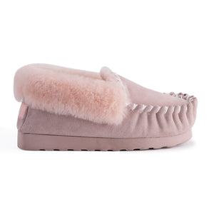 AUS WOOLI HAND STITCHED WOMENS SHEEPSKIN MOCCASIN - Pale Pink