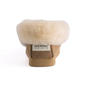 AUS WOOLI HAND STITCHED WOMENS SHEEPSKIN MOCCASIN - Chestnut/Tan