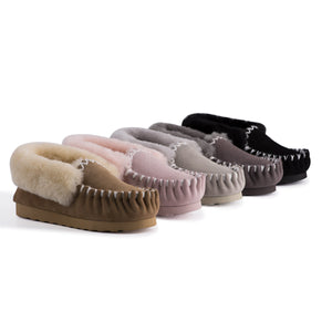 AUS WOOLI HAND STITCHED WOMENS SHEEPSKIN MOCCASIN - Dark Grey