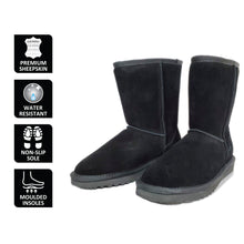 Load image into Gallery viewer, AUS WOOLI UGG MID CALF SHEEPSKIN BOOT - Black
