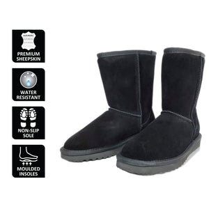 AUS WOOLI UGG MID CALF SHEEPSKIN BOOT - Black