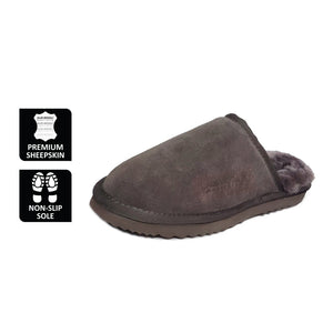 AUS WOOLI UGG UNISEX SHEEPSKIN WOOL Slippers - Dark Grey