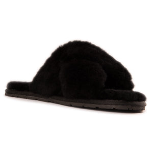 AUS WOOLI AUSTRALIA WOMEN SHEEPSKIN WOOL BRIGHTON SLIPPERS- BLACK