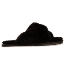 Load image into Gallery viewer, AUS WOOLI AUSTRALIA WOMEN SHEEPSKIN WOOL BRIGHTON SLIPPERS- BLACK
