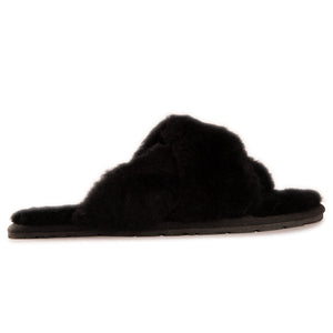 AUS WOOLI AUSTRALIA WOMEN SHEEPSKIN WOOL BRIGHTON SLIPPERS- BLACK