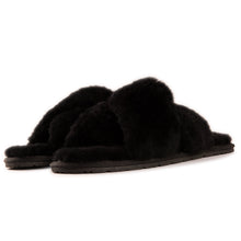 Load image into Gallery viewer, AUS WOOLI AUSTRALIA WOMEN SHEEPSKIN WOOL BRIGHTON SLIPPERS- BLACK
