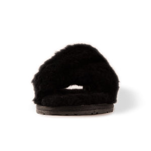 AUS WOOLI AUSTRALIA WOMEN SHEEPSKIN WOOL BRIGHTON SLIPPERS- BLACK