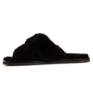 AUS WOOLI AUSTRALIA WOMEN SHEEPSKIN WOOL BRIGHTON SLIPPERS- BLACK